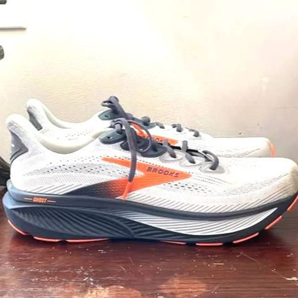 Brooks Ghost 17 Running Shoes Oyster Mushroom/ Orange/ Ebony , Men's 13